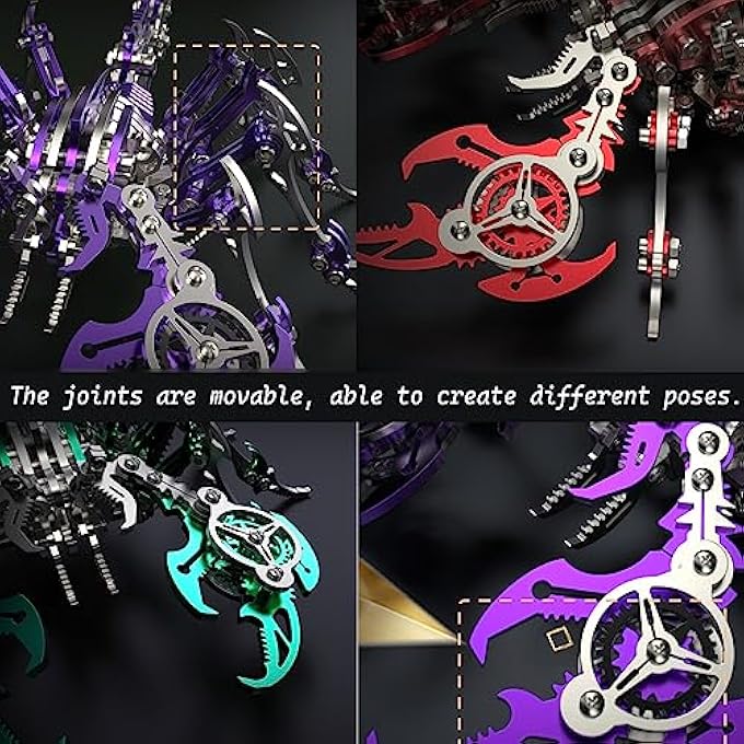 RED 3D METAL PUZZLE SCORPION FOR ADULTS, DIY 3D METAL MODEL KITS TO BUILD WITH TOOL, COLORFUL 3D DESKTOP MODEL KITS BUILDING TOYS FOR ADULTS/TEENS - Image 4